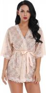 cherrydew womens lace kimono lingerie robe set sheer see through babydoll sleepwear логотип