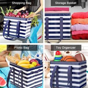 img 2 attached to Set Of 3 Durable, Waterproof And Foldable Grocery Tote Bags For Shopping, Picnics And More By WISELIFE