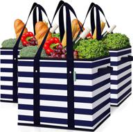 set of 3 durable, waterproof and foldable grocery tote bags for shopping, picnics and more by wiselife логотип