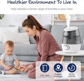 img 3 attached to 22 Hours Of Ultra Quiet Operation: Tredy Humidifier For Bedroom, Nursery & Large Rooms (2.2L, 260Ft² Coverage) - Grey