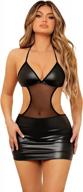 sexy lace up halter bodycon dress with plunging neckline in faux leather for women's clubwear - from verdusa logo