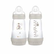 reduce colic with mam easy start matte anti-colic baby bottles (2 count) - medium flow nipples, unisex design - 9 oz size logo