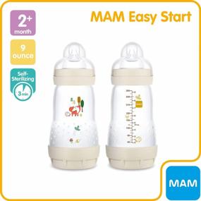 img 3 attached to Reduce Colic With MAM Easy Start Matte Anti-Colic Baby Bottles (2 Count) - Medium Flow Nipples, Unisex Design - 9 Oz Size