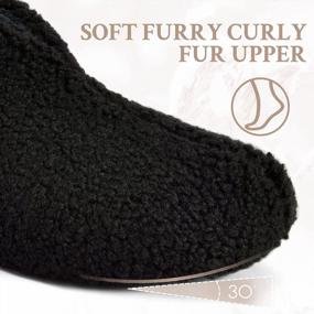 img 1 attached to Women'S Faux Fur Bootie Slippers - Warm Curly Sherpa Winter Memory Foam With Fleece Lining For Indoor Bedroom