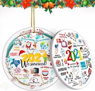 2021 christmas tree decorations ornaments, toovren two-side printed ceramic christmas decorations for tree in memory of precious moments 2021 christmas ornament decorative hanging ornaments 1 pack logo