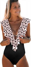 img 4 attached to SPORLIKE Women One Piece Swimsuit V-Neck Ruffle Bathing Suit Padded Monokini