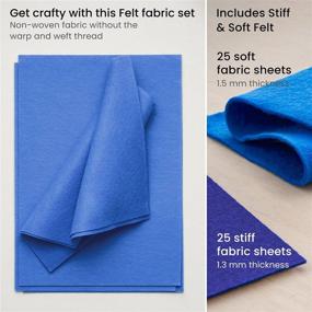 img 1 attached to Arteza Set Of 50 Blue Felt Sheets - 8.3X11.8 Inches, 10 Craft Felt Tones, 20 Soft & 30 Stiff Non-Woven Felt Fabric Squares, 1.5Mm & 1.3Mm Thick Sewing Fabric For DIY Projects
