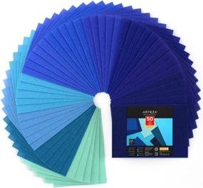 img 4 attached to Arteza Set Of 50 Blue Felt Sheets - 8.3X11.8 Inches, 10 Craft Felt Tones, 20 Soft & 30 Stiff Non-Woven Felt Fabric Squares, 1.5Mm & 1.3Mm Thick Sewing Fabric For DIY Projects
