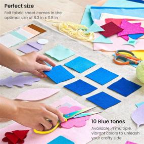 img 2 attached to Arteza Set Of 50 Blue Felt Sheets - 8.3X11.8 Inches, 10 Craft Felt Tones, 20 Soft & 30 Stiff Non-Woven Felt Fabric Squares, 1.5Mm & 1.3Mm Thick Sewing Fabric For DIY Projects