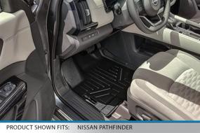 img 3 attached to 🏞️ Custom Fit Floor Mats 3 Row Liner Set Black for 2022-2023 Nissan Pathfinder (7 Passenger Models Only) - SMARTLINER