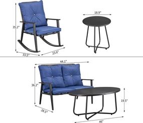 img 3 attached to Relax In Style: PatioFestival 10-Piece Conversation Set With Rocking Chairs And Breathable Wicker Back - Blue