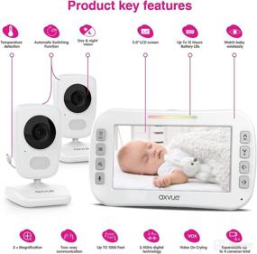 img 3 attached to 👶 Video Baby Monitor with 5.0" Screen & 2 Cameras - 1000ft Range, 8 Hour Battery, 2-Way Talk, Night Vision, Temperature Monitor - No WiFi Needed