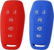 🔑 2-pack xuhang silicone key skin cover for fusion mustang f150 lincoln mkz mkc mkx keyless entry smart remote - red/blue logo