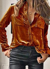 img 3 attached to Zeagoo Womens Velvet Long Sleeve Button Down Shirts Casual Blazer Jacket Oversized Blouses Tops