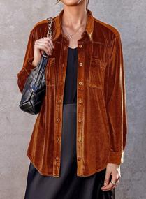img 2 attached to Zeagoo женские бархатные рубашки с длинным рукавом на пуговицах, повседневный блейзер, куртка, большие блузки, топы