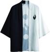 men's japanese style kimono jacket cardigan - moon wolf flying crane sea waves print | zaful logo