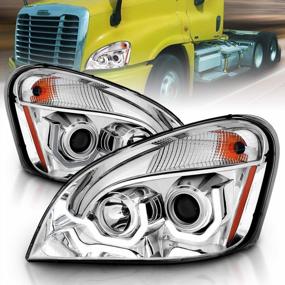 img 3 attached to AmeriLite Chrome Projector Headlights With LED Dual Bars For 2008-2020 Freightliner Cascadia - Pair Set Including High/Low Beam Bulb Replacement