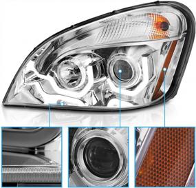 img 1 attached to AmeriLite Chrome Projector Headlights With LED Dual Bars For 2008-2020 Freightliner Cascadia - Pair Set Including High/Low Beam Bulb Replacement