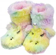 cute unicorn slippers for girls/kids with warm plush fleece - indoor/outdoor slip-on booties by tirzrro logo