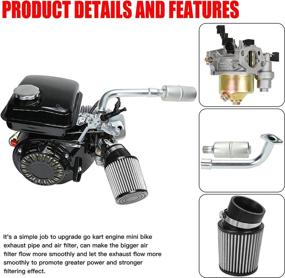 img 2 attached to 🚀 Enhance Your Engine's Performance with GREHUA Upgrade Carburetor Air Filter Adapter Exhaust Pipe Muffler Jet Kit for Predator 212cc 196cc 6.5Hp Trailmaster Baja Massimo MB200 GX160 GX200 Mini Bike Go Kart Engine - Silver