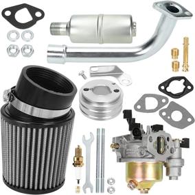 img 4 attached to 🚀 Enhance Your Engine's Performance with GREHUA Upgrade Carburetor Air Filter Adapter Exhaust Pipe Muffler Jet Kit for Predator 212cc 196cc 6.5Hp Trailmaster Baja Massimo MB200 GX160 GX200 Mini Bike Go Kart Engine - Silver