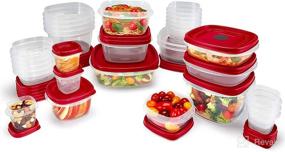 img 2 attached to Rubbermaid 60-Piece Food Storage Containers: With Lids, Dressing & Condiment Holders, Steam Vents, Microwave & Dishwasher Safe - Red