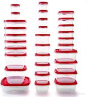 rubbermaid 60-piece food storage containers: with lids, dressing & condiment holders, steam vents, microwave & dishwasher safe - red логотип