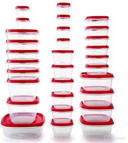 img 4 attached to Rubbermaid 60-Piece Food Storage Containers: With Lids, Dressing & Condiment Holders, Steam Vents, Microwave & Dishwasher Safe - Red