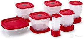 img 3 attached to Rubbermaid 60-Piece Food Storage Containers: With Lids, Dressing & Condiment Holders, Steam Vents, Microwave & Dishwasher Safe - Red