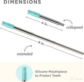 img 2 attached to 🥤 Teal ZOKU Reusable Pocket Straw: Adjusts to 9 Inches, Telescopic Stainless Steel Drinking Straw with Silicone Mouthpiece