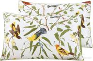 🌿 winlife 100% cotton pillowcases: 1000 thread count standard size decorative green leaves birds print set of 2 логотип