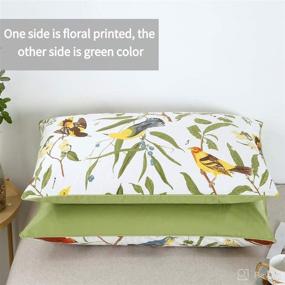 img 1 attached to 🌿 WINLIFE 100% Cotton Pillowcases: 1000 Thread Count Standard Size Decorative Green Leaves Birds Print Set of 2