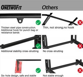 img 2 attached to Wall Mounted Pull Up Bar For Strength Training - ONETWOFIT Heavy Duty Workout Bar For Home Gym Indoor & Outdoor, Supports Maximum Weight Of 330Lbs