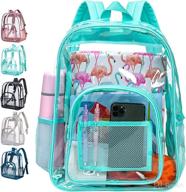 🎒 stylish and durable clear backpack: heavy duty transparent bookbag for women and men logo