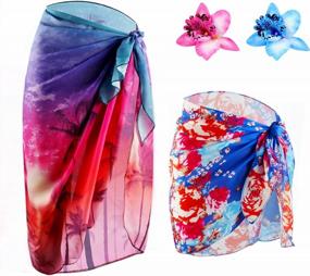img 4 attached to Women'S Beach Sarong Coverups - 2 To 4 Pieces Swimsuit Wraps, Bikini Coverups For Swimwear, Chiffon Skirts For Beach