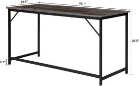 img 1 attached to Ivinta Computer Desk, 55Inch Large Writing Desk For Home Office, Wooden Industrial Study Desk With Black Frame, Rectangle Laptop Desk, Simple Workstation, Sturdy PC Table, (Easy Assemble, Grey)