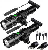 garberiel 2 pack led flashlight for hunting and fishing with picatinny rail mount and tactile pressure switch - usb rechargeable, waterproof, and high lumen torch flashlights with 5 modes light логотип