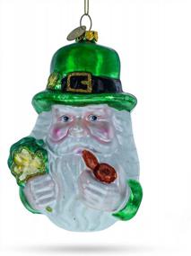 img 4 attached to Irish Charm For The Holidays: BestPysanky Glass Leprechaun Santa Christmas Ornament