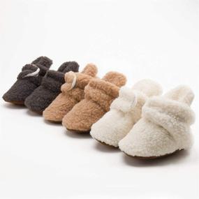img 3 attached to Warm And Cozy: KIDSUN Non-Skid Fleece Booties For Baby Boys And Girls