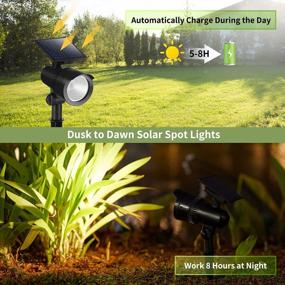 img 1 attached to Brightown Solar Spot Lights Outdoor - водонепроницаемые солнечные садовые фонари, регулируемые на 360 ° солнечные фонари, автоматическое включение / выключение ландшафтных прожекторов на солнечных батареях для сада на заднем дворе, упаковка из 4 штук