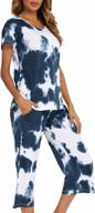 women's tie dye pajama sets with pocket - capri pants and sleepwear top for lounge and relaxation by enjoynight logo