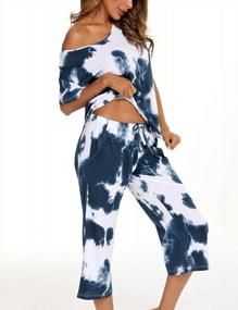 img 2 attached to Women'S Tie Dye Pajama Sets With Pocket - Capri Pants And Sleepwear Top For Lounge And Relaxation By ENJOYNIGHT