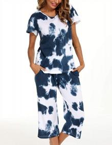 img 1 attached to Women'S Tie Dye Pajama Sets With Pocket - Capri Pants And Sleepwear Top For Lounge And Relaxation By ENJOYNIGHT
