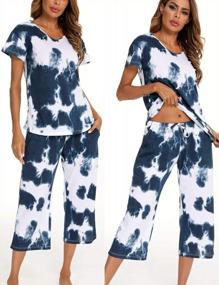 img 3 attached to Women'S Tie Dye Pajama Sets With Pocket - Capri Pants And Sleepwear Top For Lounge And Relaxation By ENJOYNIGHT