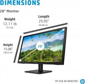 img 1 attached to Enhance your viewing experience with HP V28 4K Monitor - DisplayPort, Tilt Adjustment, Ultrawide Screen, Blue Light Filter, 8WH57AA#ABA
