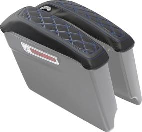 img 1 attached to 🛵 XFMT Motorcycle Saddlebag Lid Covers: Upgraded Protection for Harley Davidson FL Touring '14-'22 Road King Street Glide Road Glide Electra Glide, in Sleek Black Blue