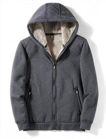 img 3 attached to Winter Sherpa-Lined Hooded Sweatshirt: Men'S Comfortable And Warm Full-Zip Fleece Jacket Coat For Casual Wear