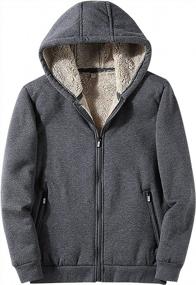 img 4 attached to Winter Sherpa-Lined Hooded Sweatshirt: Men'S Comfortable And Warm Full-Zip Fleece Jacket Coat For Casual Wear