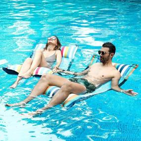 img 2 attached to FindUWill Fabric Pool Hammock Floats, XL, 2Pack Inflatable Multi Purpose Water Hammocks Floaties (Saddle, Lounge Chair, Hammock, Drifter), Pool Float Lounger For Adults