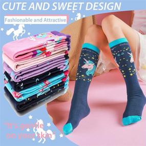 img 2 attached to 🧦 Cute & Crazy: 6 Pairs of Girls Knee High Socks – Perfect Kids Gift with Fun Animal Patterns for 3-12 Year Olds